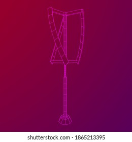 Darrieus wind turbine. Windmill generator wireframe low poly mesh. Vector illustration