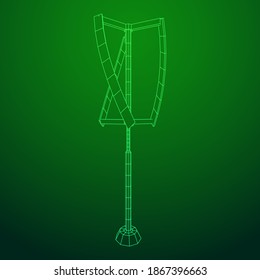 Darrieus wind turbine. Windmill generator wireframe low poly mesh. Vector illustration