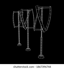 Turbina eólica de Darrieus. Malla baja de polilla del alambre del generador de molinos de viento. Ilustración del vector