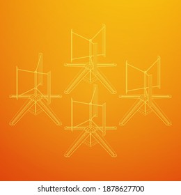 Darrieus wind turbine. Windmill generator wireframe low poly mesh. Vector illustration
