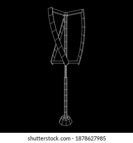 Darrieus wind turbine. Windmill generator wireframe low poly mesh. Vector illustration