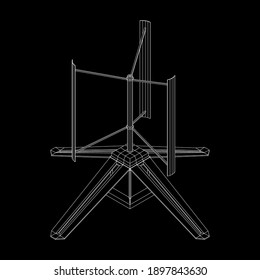 Turbina eólica de Darrieus. Malla baja de polilla del alambre del generador de molinos de viento. Ilustración del vector
