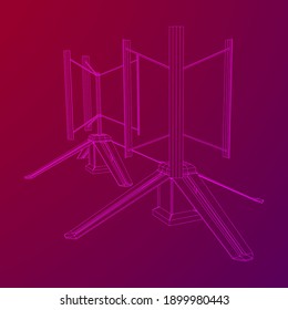 Turbina eólica de Darrieus. Malla baja de polilla del alambre del generador de molinos de viento. Ilustración del vector