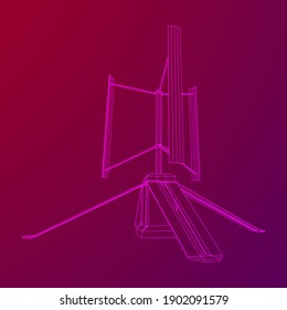 Turbina eólica de Darrieus. Malla baja de polilla del alambre del generador de molinos de viento. Ilustración del vector