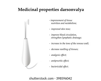 Darsonval. The device for the treatment of the skin. Medicinal properties darsonval. Vector illustration on isolated background.