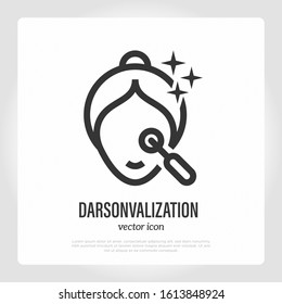 Darsonvalization thin line icon. Cosmetology equipment for hair care or skin care. Modern vector illustration.