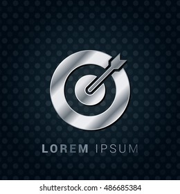 Dart 3D Silver/Platinum/Steel Metallic Premium Icon / Logo Design