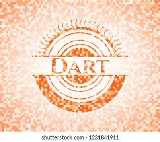 Dart abstract orange mosaic emblem with background