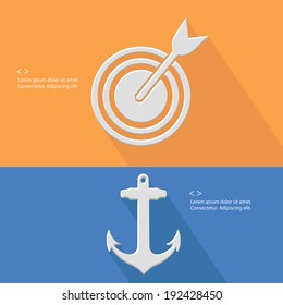 Dart and anchor symbol,Blank for text,vector