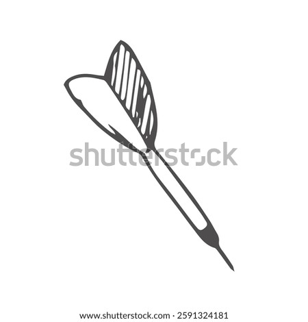 Dart arrow in doodle hand drawn style. vector illustration.