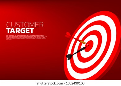 dart arrow hit the center of dartboard . Business Concept of marketing target and customer.Company vision mission and goal.
