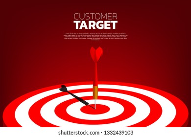 dart arrow hit the center of dartboard . Business Concept of marketing target and customer.Company vision mission and goal.