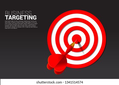 dart arrow hit the center of dartboard . Business Concept of marketing target and customer.Company vision mission and goal.