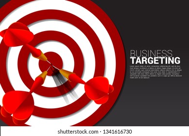 dart arrow hit the center of dartboard . Business Concept of marketing target and customer.Company vision mission and goal.