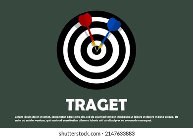 Dart arrow hit the center of dartboard. Concept of marketing and customer goals and success in the mission and goals of the company. Vector illustration