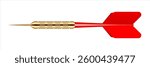 Dart arrow with metal tip and shadow. Dart throwing sport game, dartboard equipment. Vector illustration