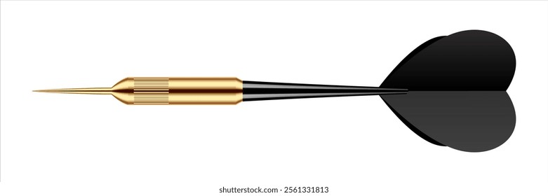 Dart arrow with metal tip and shadow. Dart throwing sport game, dartboard equipment. Vector illustration