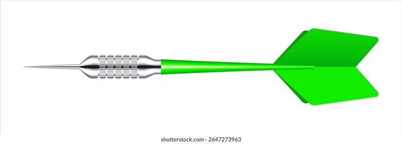 Dart arrow with metal tip and shadow. Dart throwing sport game, dartboard equipment. Vector illustration