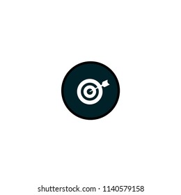 Dart Arrow In The Middle Of Circular Board vector icon