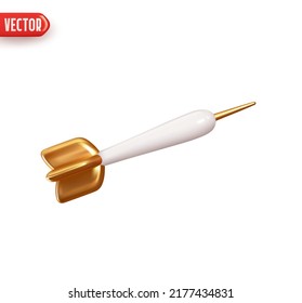 Dart arrow. Realistic 3d design element In plastic cartoon style. Icon isolated on white background. Vector illustration