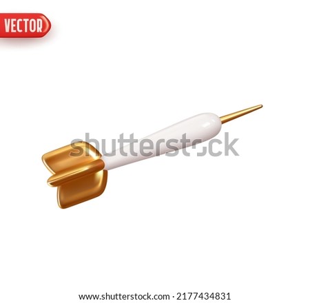 Dart arrow. Realistic 3d design element In plastic cartoon style. Icon isolated on white background. Vector illustration