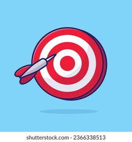 Dart arrow and target cartoon vector illustration sport equipment concept icon isolated