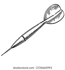 Flecha de dardo línea de Vector ilustración dibujada a mano