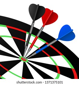 Dart arrows hit the center vector design illustration isolated on white background