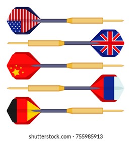 Dart arrows small missiles with flags of countries vector