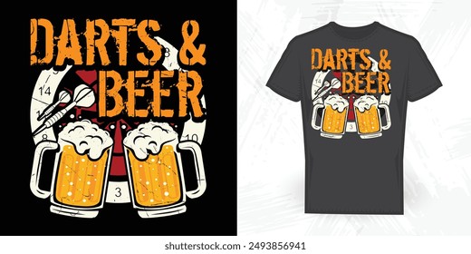 Dart And Beer Funny Beer Lover Vintage Dart T-shirt Design