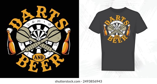 Dart And Beer Funny Beer Lover Vintage Dart T-shirt Design