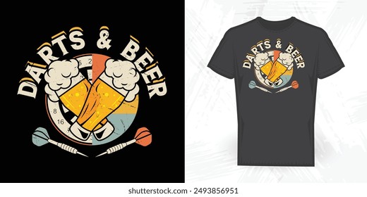 Dart And Beer Funny Beer Lover Vintage Dart T-shirt Design