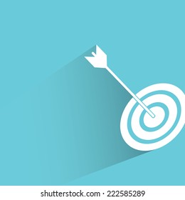 dart in blue background, flat and shadow design