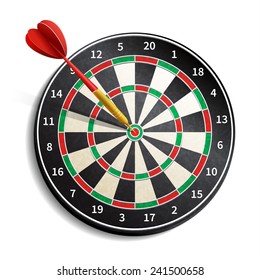 Dart board with arrow realistic isolated on white background vector illustration