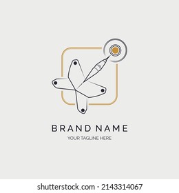 dart board arrow target line style logo design template for brand or company and other