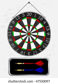 Dart board with arrows