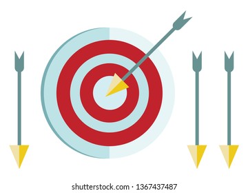 A dart board and arrows used for hitting the target sports vector color drawing or illustration 
