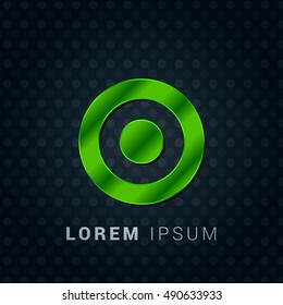 Dart Board Bright Green chromium precious metallic 3D Icon / Logo Design