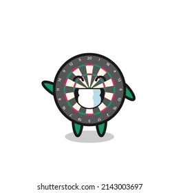 dart board cartoon character doing wave hand gesture , cute design