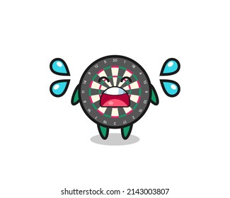 dart board cartoon illustration with crying gesture , cute design