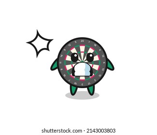 dart board character cartoon with shocked gesture , cute design