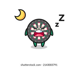 dart board character illustration sleeping at night , cute design