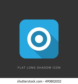 Dart Board Flat blue long shadow Icon / Logo Design