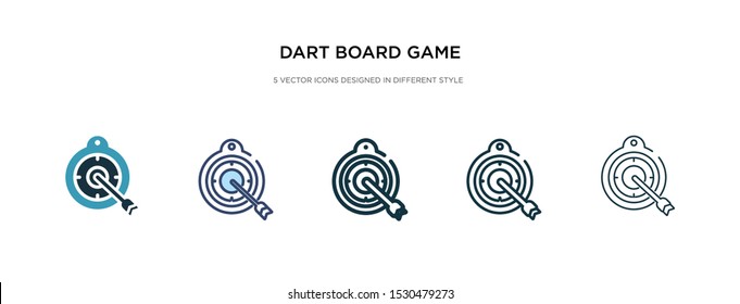 dart board game icon in different style vector illustration. two colored and black dart board game vector icons designed in filled, outline, line and stroke style can be used for web, mobile, ui