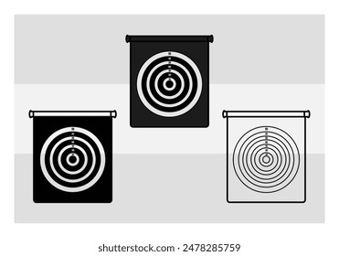 Dart Board, Dart Game, Dart Sports, Dart Silhouette, Target, Clipart, Outline, Vector, Eps