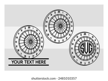 Dart Board, Dart Game, Dart Sports, Dart Silhouette, Target, Clipart, Outline, Vector, Eps