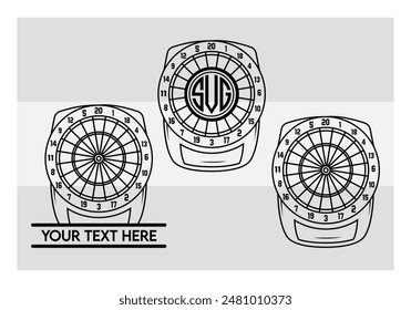 Dart Board, Dart Game, Dart Sports, Dart Silhouette, Target, Clipart, Outline, Vector, Eps