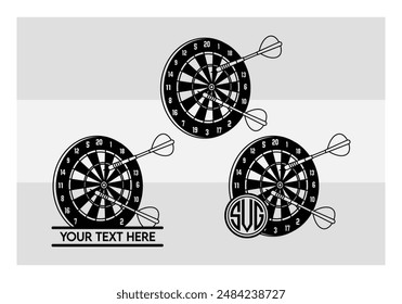 Dart Board, Dart Game, Dart Sports, Dart Silhouette, Target, Clipart, Outline, Vector, Eps