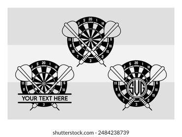 Dart Board, Dart Game, Dart Sports, Dart Silhouette, Target, Clipart, Outline, Vector, Eps