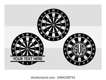 Dart Board, Dart Game, Dart Sports, Dart Silhouette, Target, Clipart, Outline, Vector, Eps